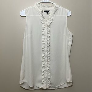 Banana republic white ruffled sleeveless blouse